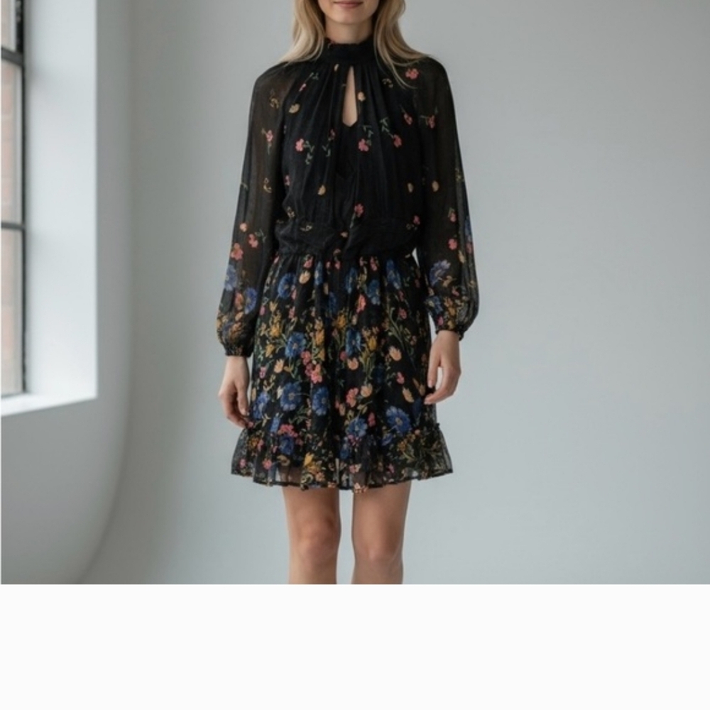 Floral Sheer Black Dress